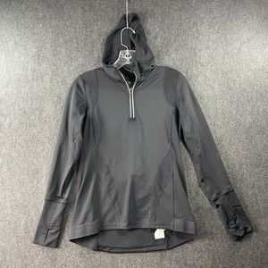 Calvin Klein Hoodie Long Sleeve Black Spellout Lightweight Crop Y2K Size Small